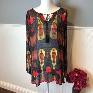 Two by Vince Camuto peasant shirt with tassels